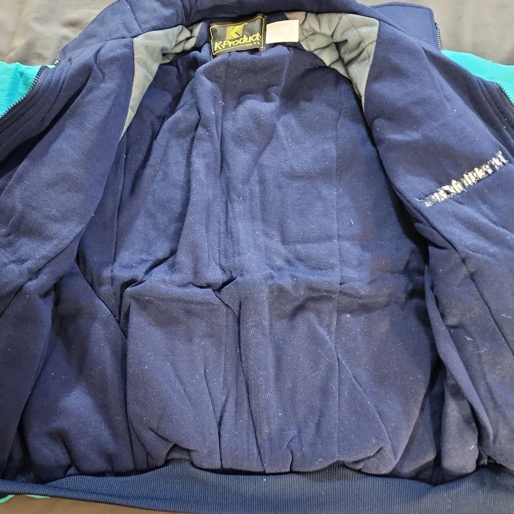 Vtg 90s Pepperidge Farm Jacket K-Products Made in USA Deadstock Teal Navy Men L